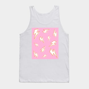 Sketchy Orange and White Lightning Bolts on Pink Tank Top